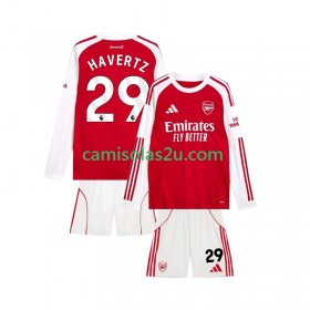 Camisolas de futebol Arsenal Kai Havertz 29 Criança Equipamento Principal 2025/26 Manga Comprida